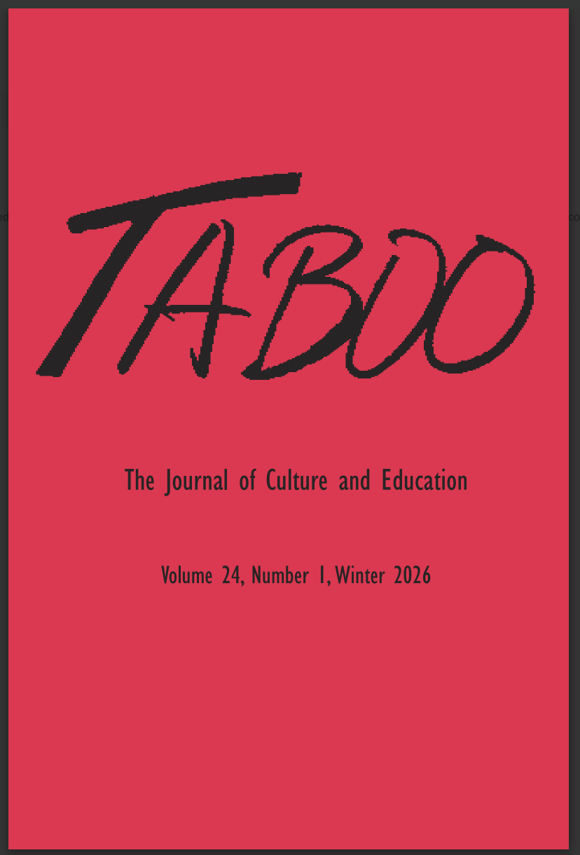 This is the cover of Taboo: The Journal of Culture and Education, Volume 24, Number 1, Winter 2026.